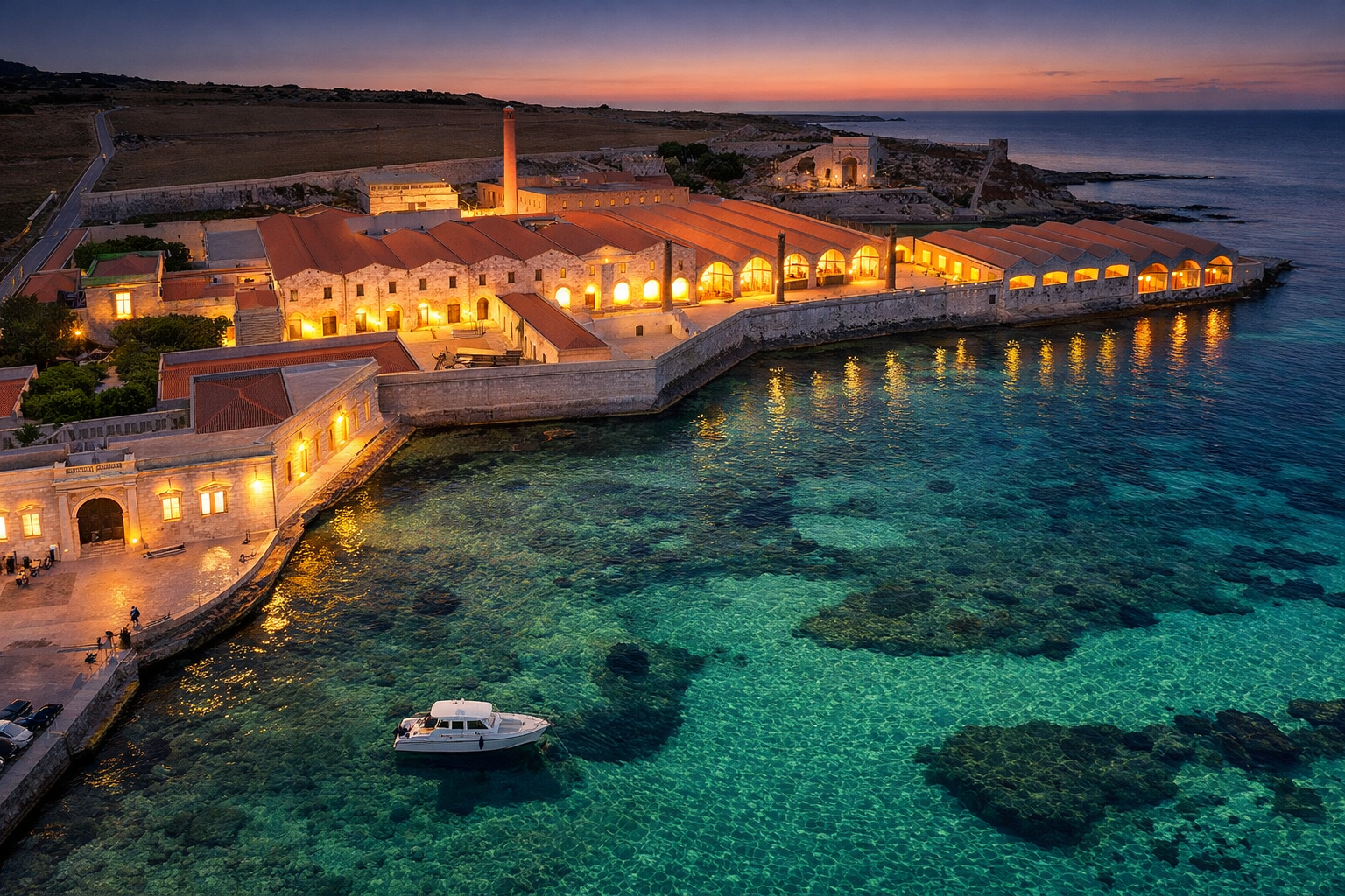 Favignana con cala e fondali trasparenti