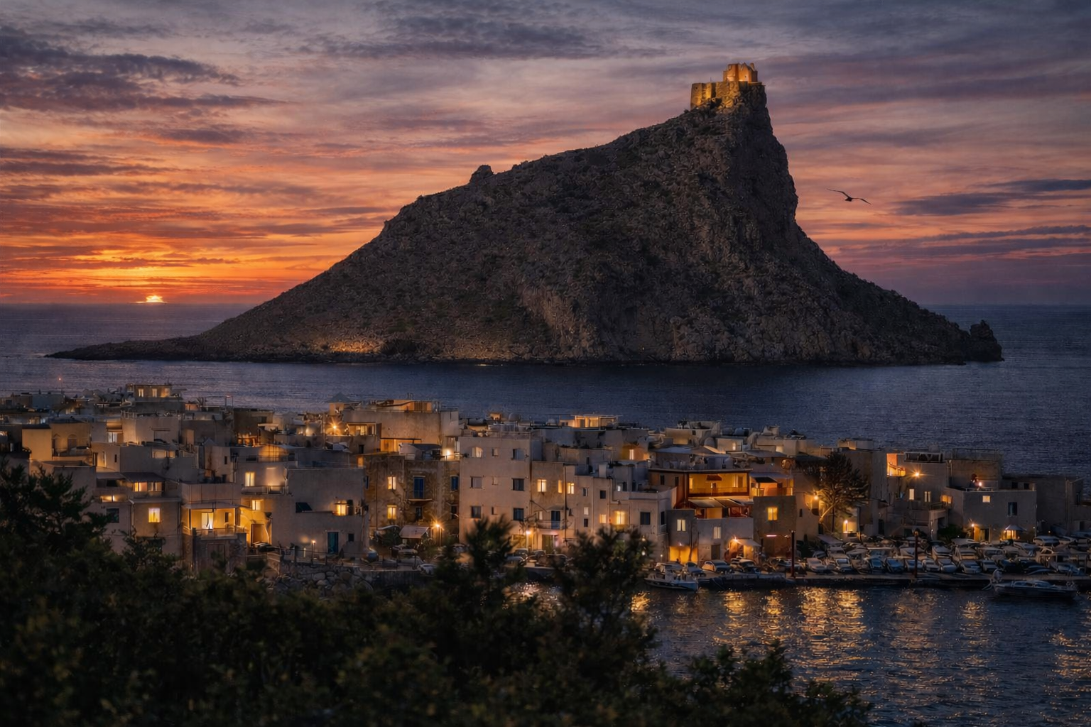 Castello di Punta Troia a Marettimo al tramonto