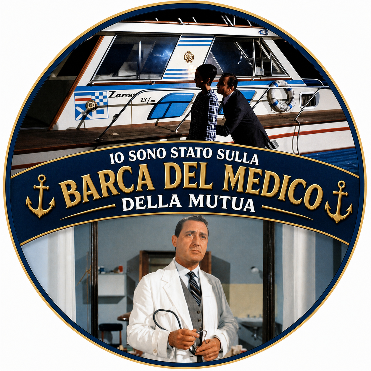 Micus 1969 con Alberto Sordi e la barca davanti a Monte Monaco