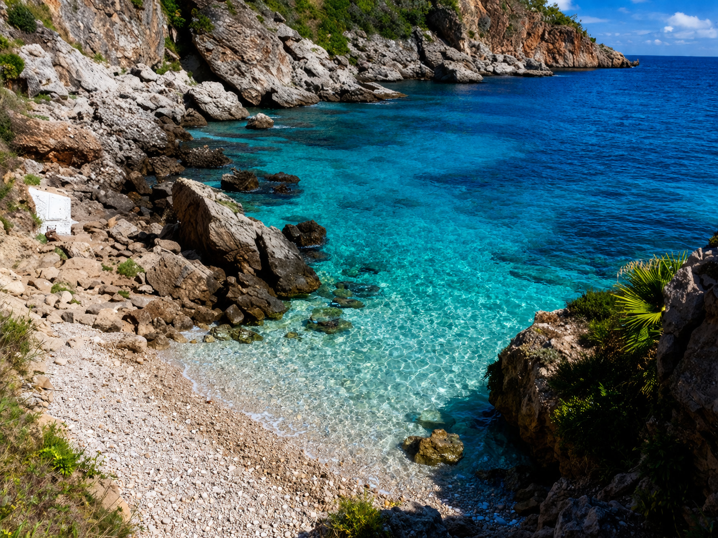 Acqua turchese e scogli di Cala Berretta