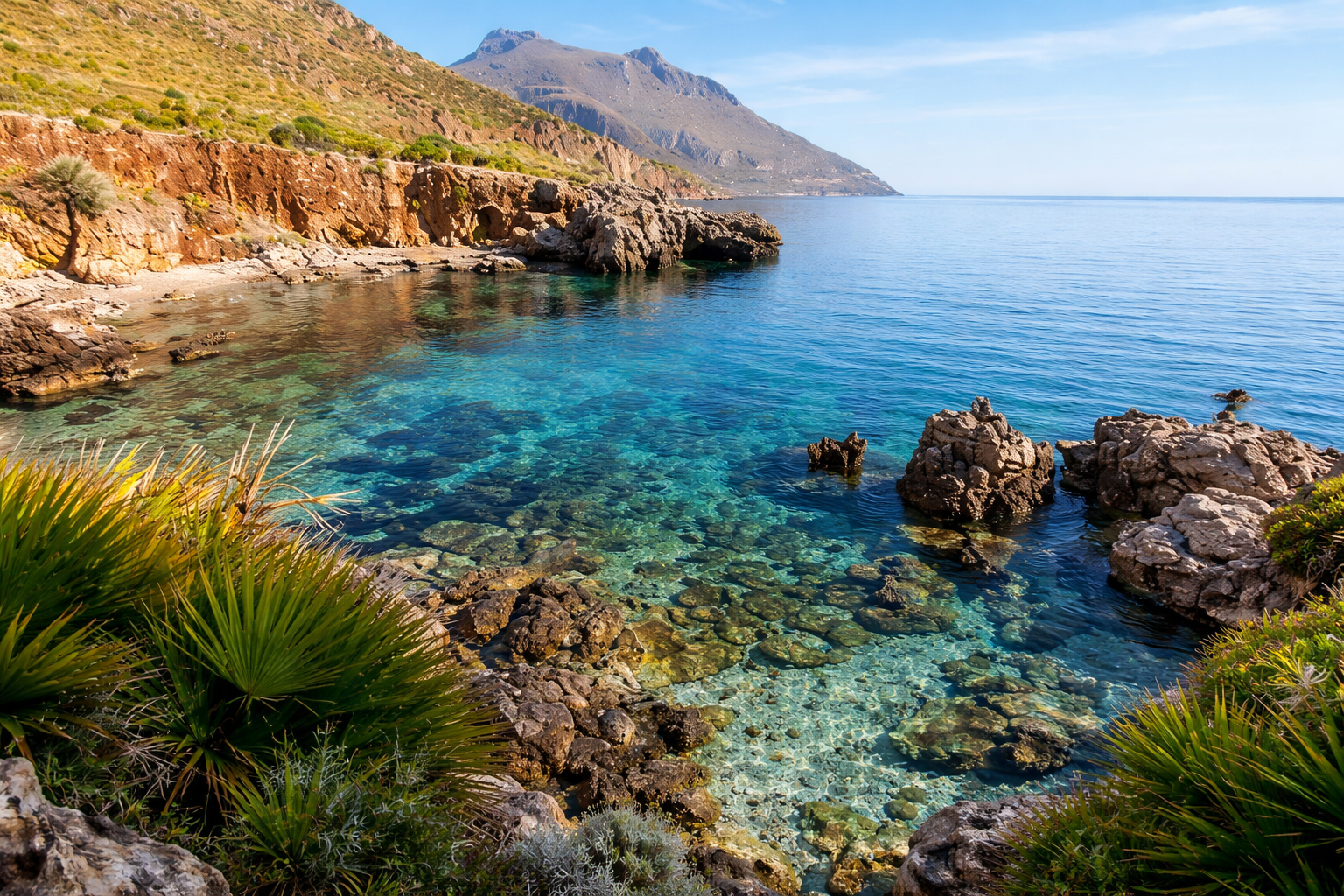 Acqua turchese e fondali di Cala Capreria
