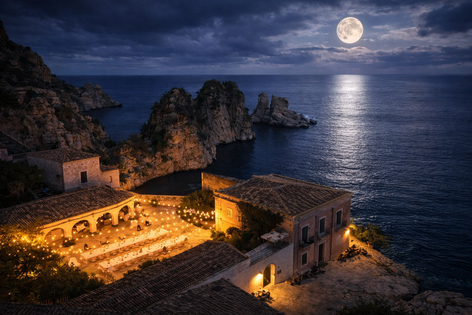 Faraglioni di Scopello in mare cristallino davanti alla Tonnara