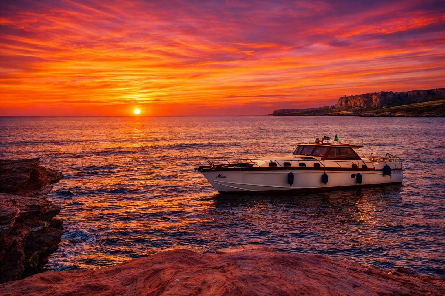 Micus al tramonto davanti a Monte Monaco a San Vito Lo Capo